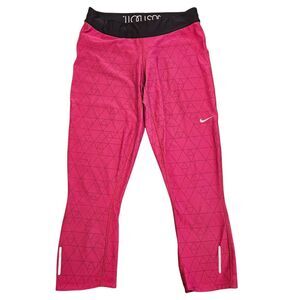 Nike Dri-Fit Athletic‎ Leggings Sz Medium Just Do It Fuchsia Pink Cropped Capri